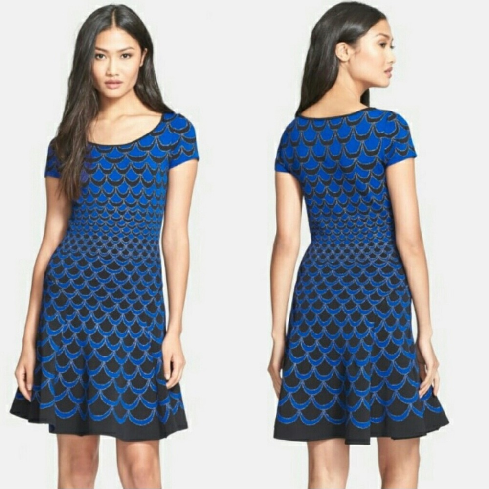 Diane Von Furstenberg Alina Acorn Moon Dress - Admiral Blue & Black - Size Small